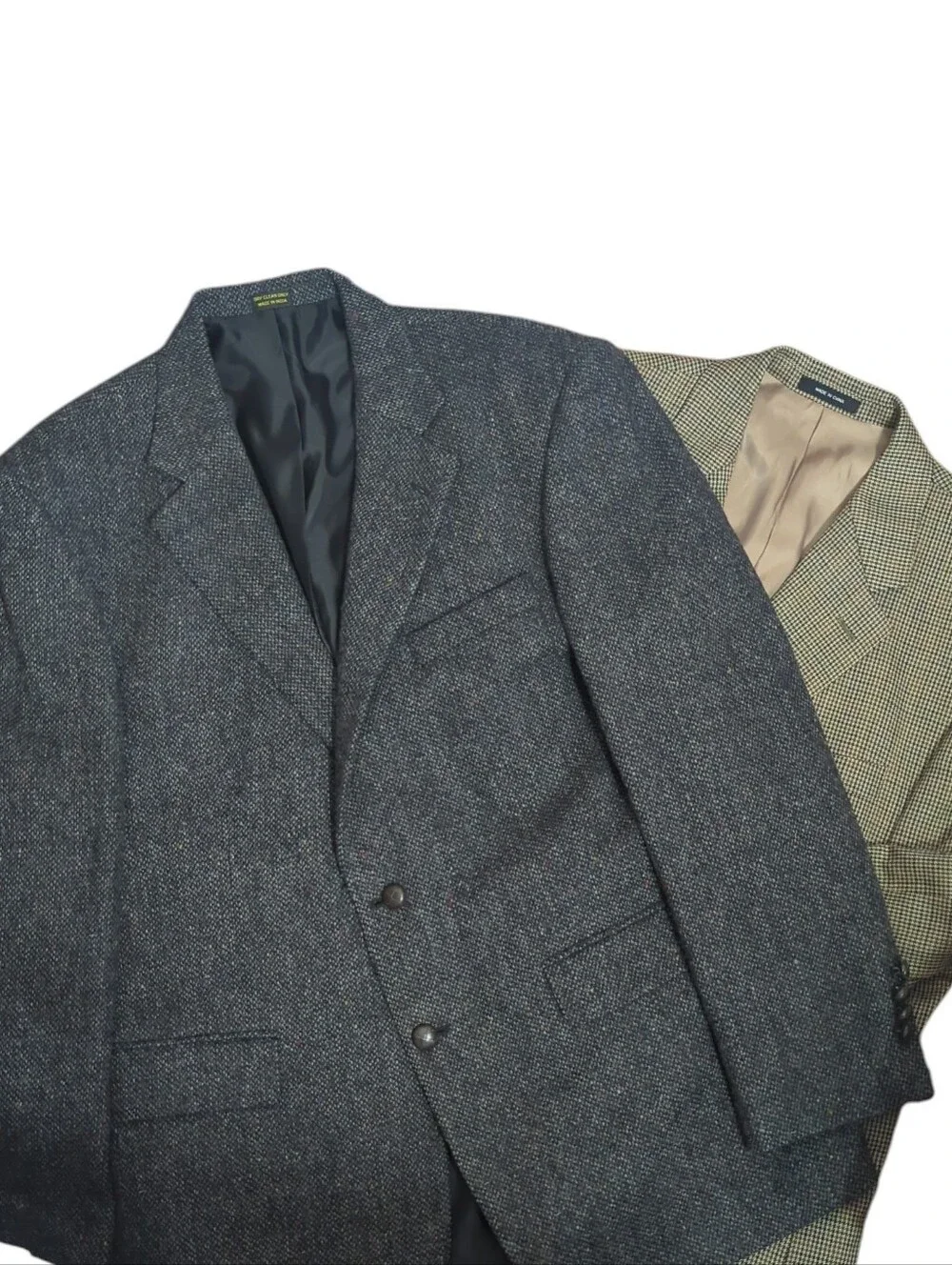 Mens Blazer Lot 100% Wool for Crafters Sewing Upcycling Tweed Houndstooth Autumn